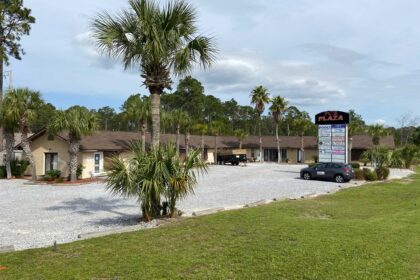 A recently completed roof on a strip mall in Panama City Beach, FL